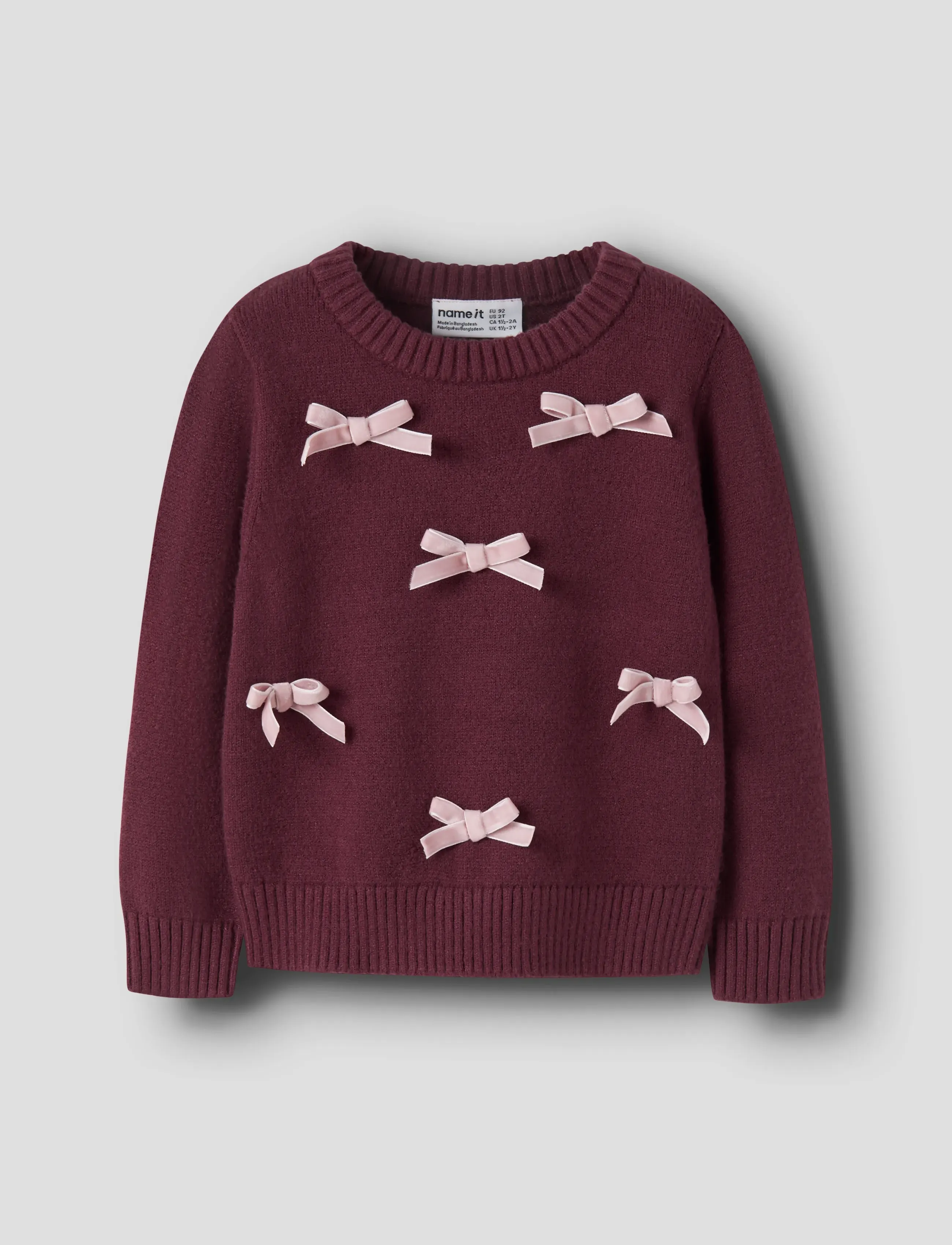 name it Nmfronja Ls Knit, 98, Knitwear, Burgunderrot - Pullovers, Kinder