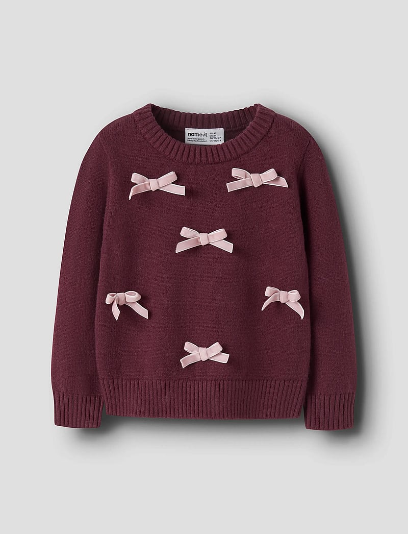 name it - NMFRONJA LS KNIT - pullover - burgundy - 0