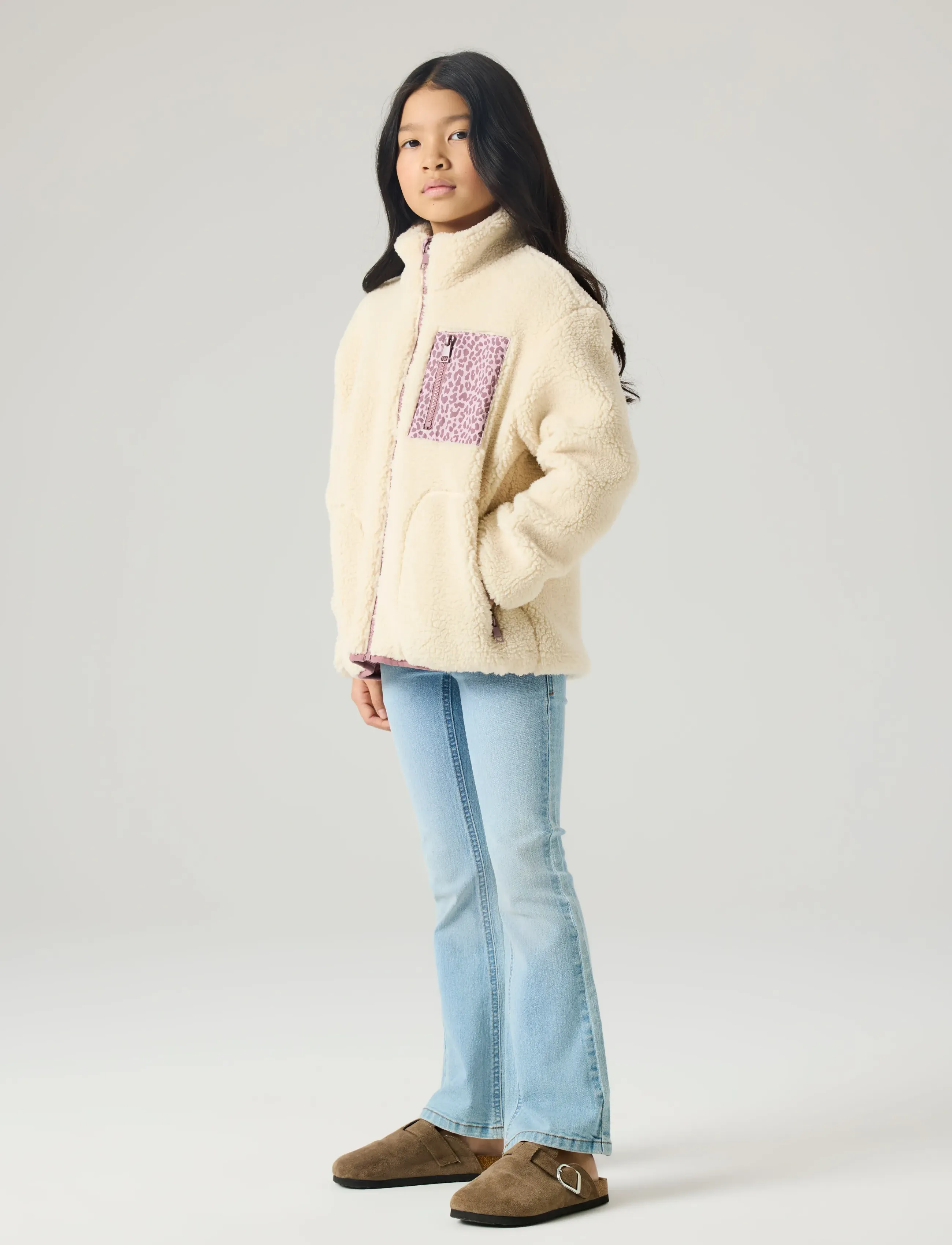 name it - NKFMONICA TEDDY JACKET - fleecetakit - fog - 3