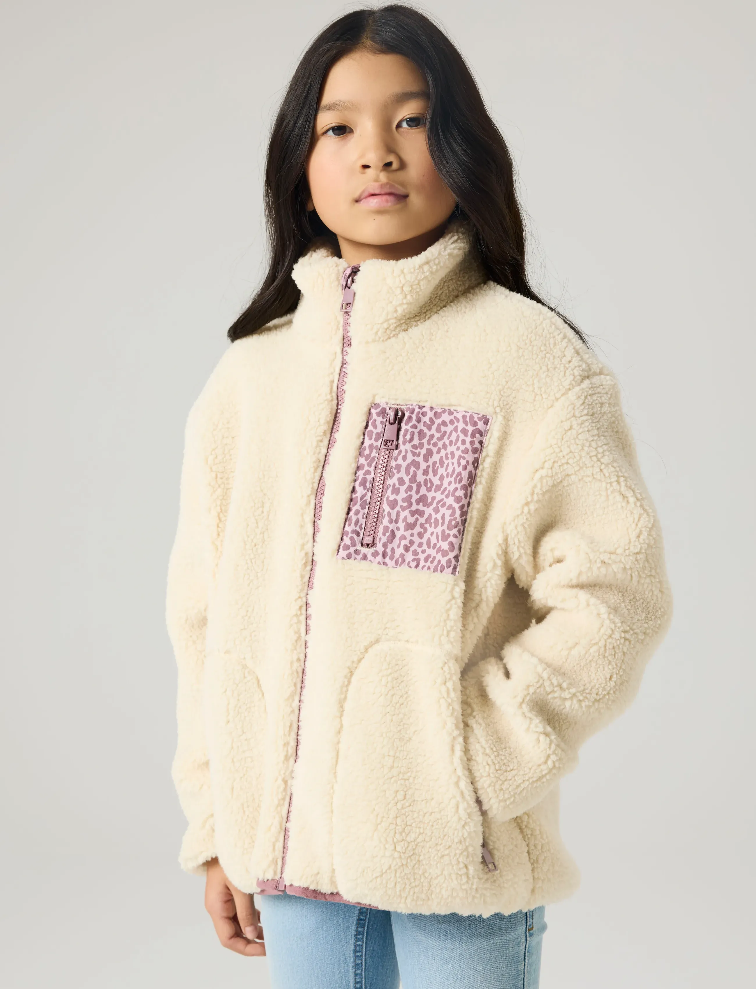 name it - NKFMONICA TEDDY JACKET - fleecetakit - fog - 4