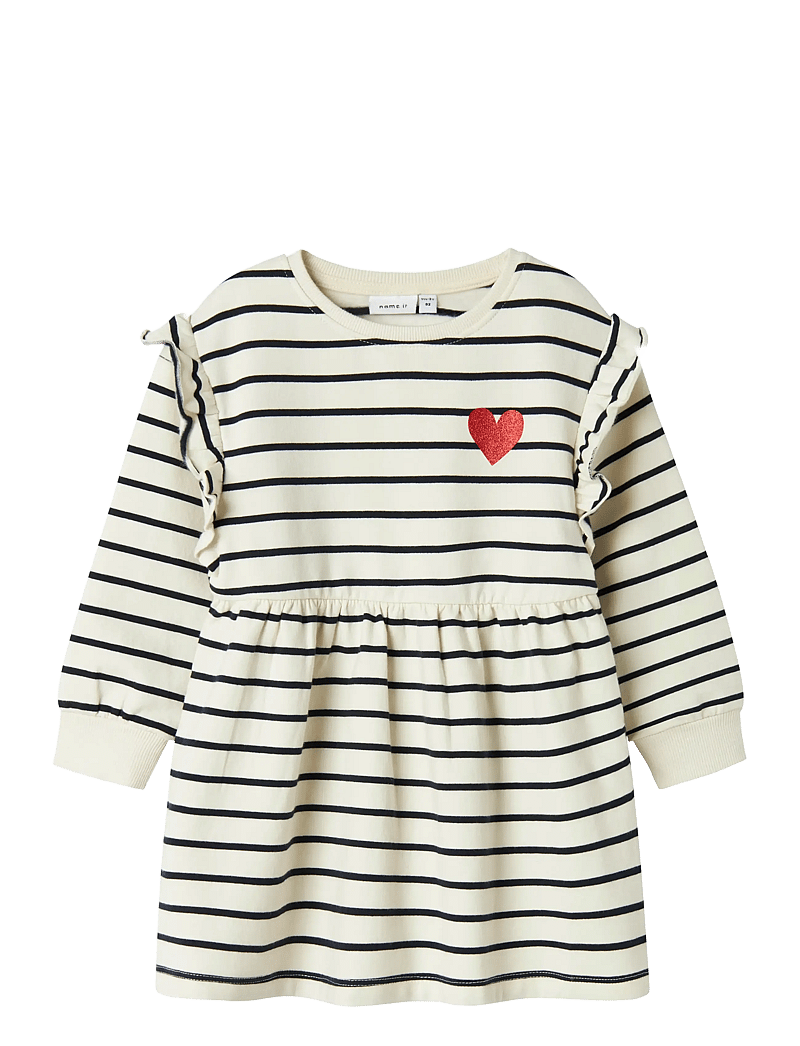 name it - NMFTORINA NREG SWE DRESS BRU PB - långärmade babyklänningar - sea salt - 0