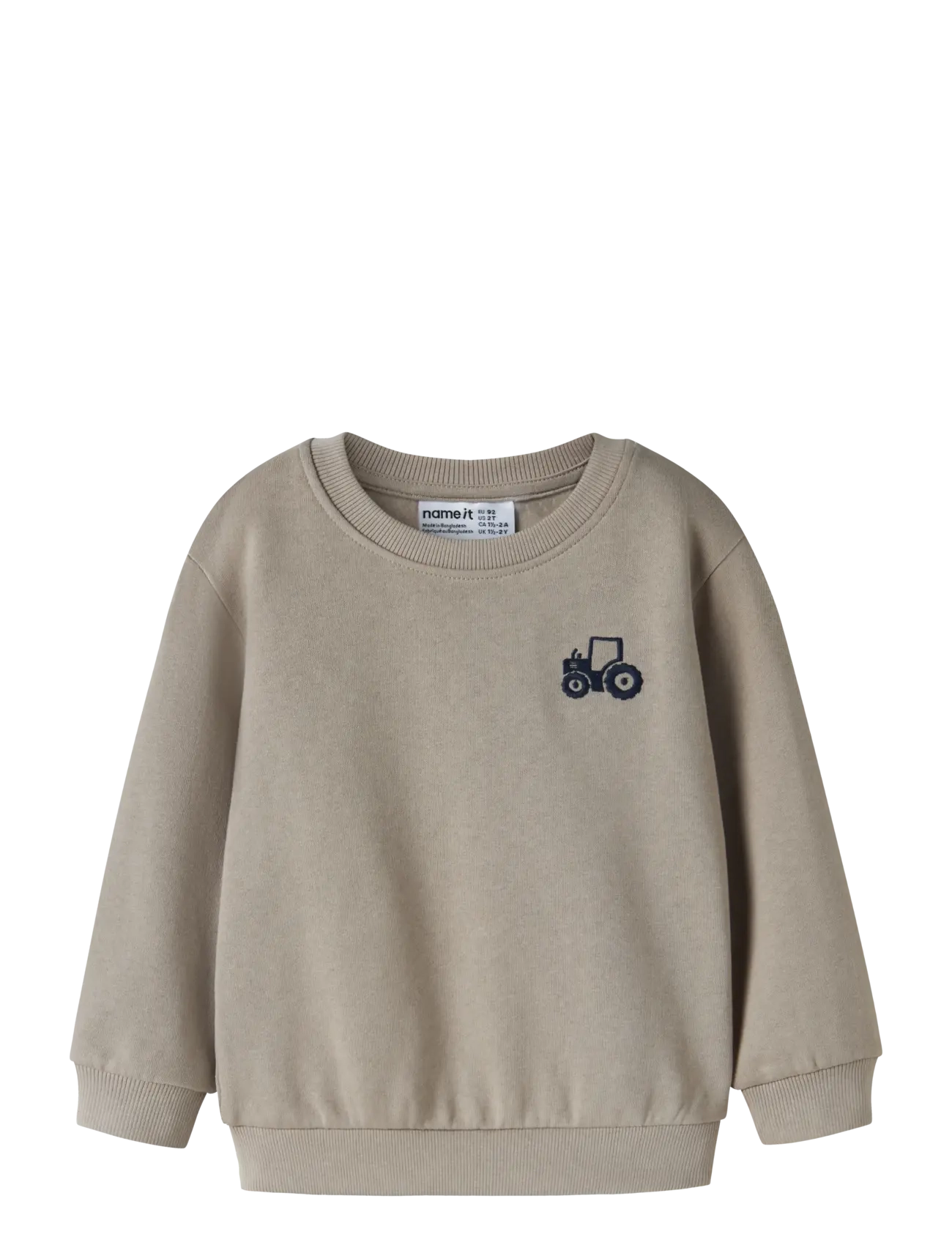 name it Nmmvallen Ls Nreg Sweat Bru, Børn, Traktor Sweatshirt, Beige, Str: 116