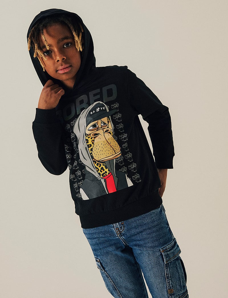 name it - NKMDICO BOREDOFD NREG SWE WH BRU SKY - kapuzenpullover - black - 0