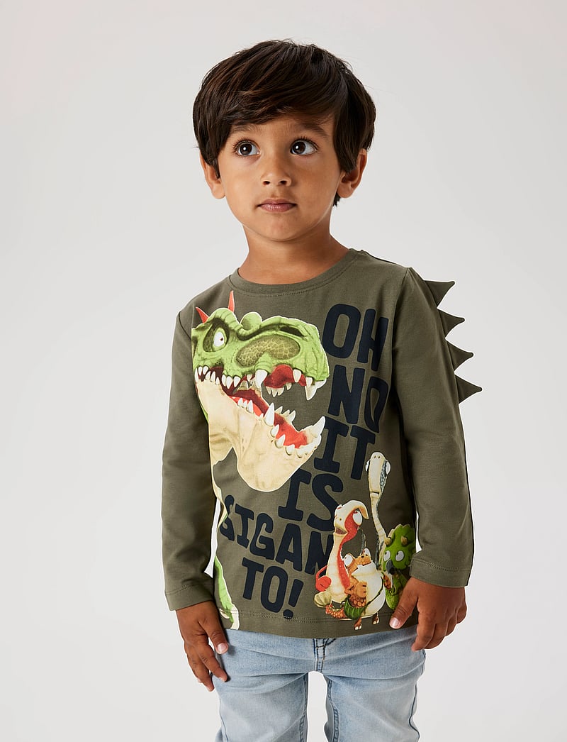 name it - NMMDOVID GIGANTO NREG LS TOP NOOS VDE - long-sleeved t-shirts - dusty olive - 0