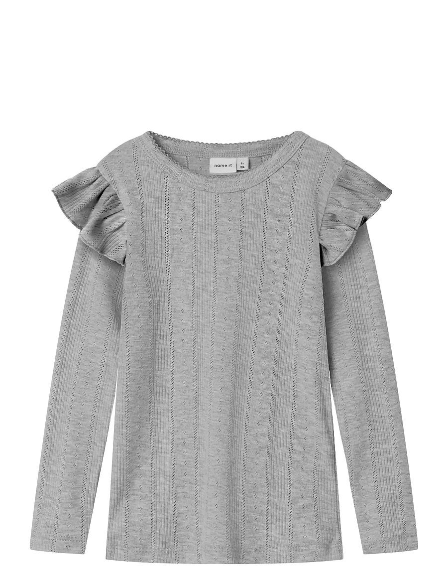 name it - NMFJULIA LS SLIM TOP NOOS - långärmade t-shirts - grey melange - 0
