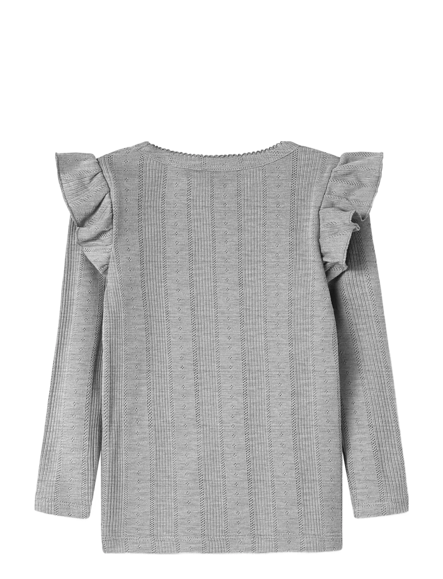name it - NMFJULIA LS SLIM TOP NOOS - långärmade t-shirts - grey melange - 1