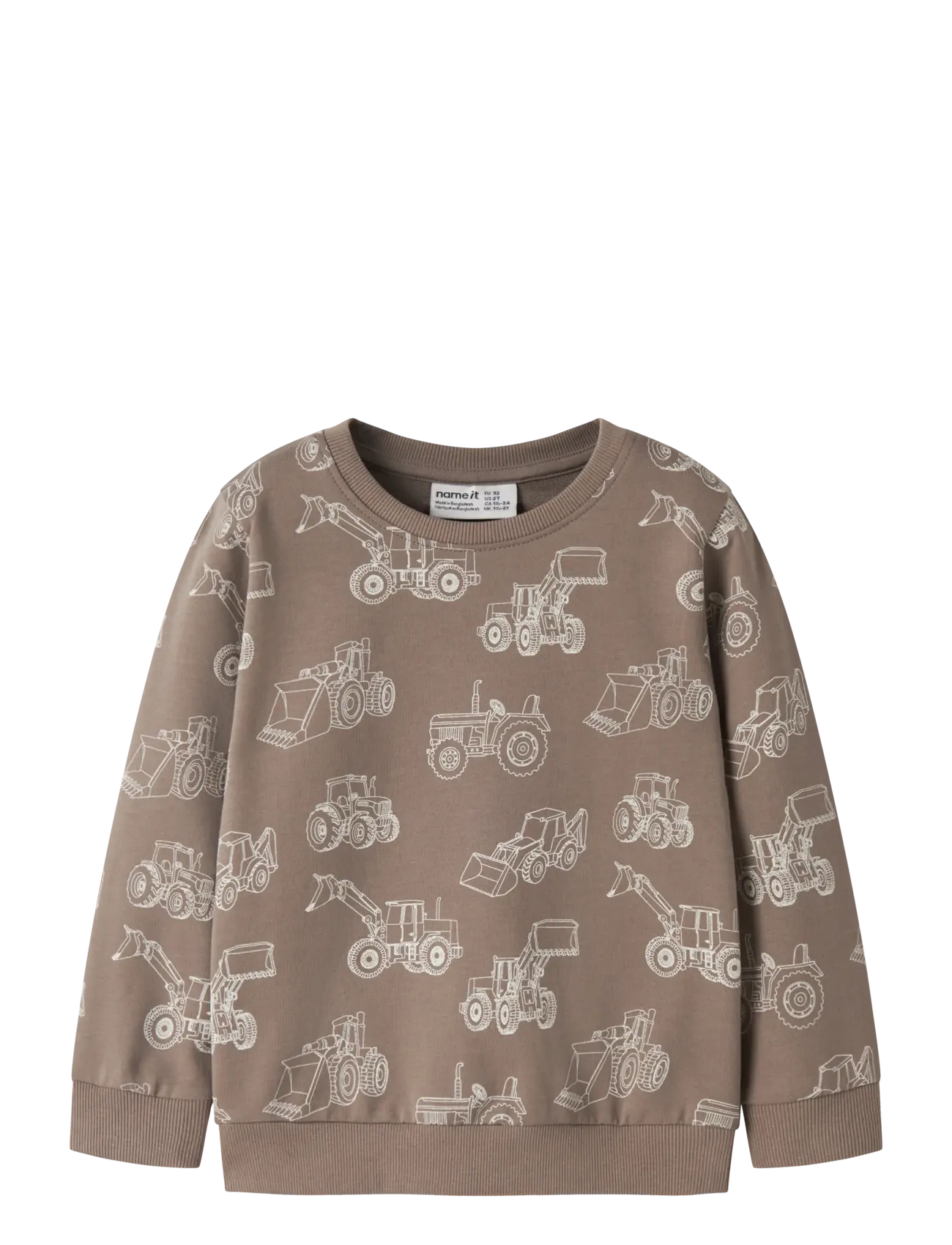 name it Nmmvaron Ls Aop Swt Unb Noos, Børn, Børne Sweatshirt Med Dinosaurprint, Brun, Str: 122-128