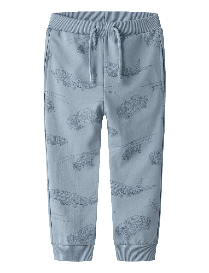 name it - NMMVARON AOP SWT PANT UNB NOOS - dressipüksid - dusty blue - 1