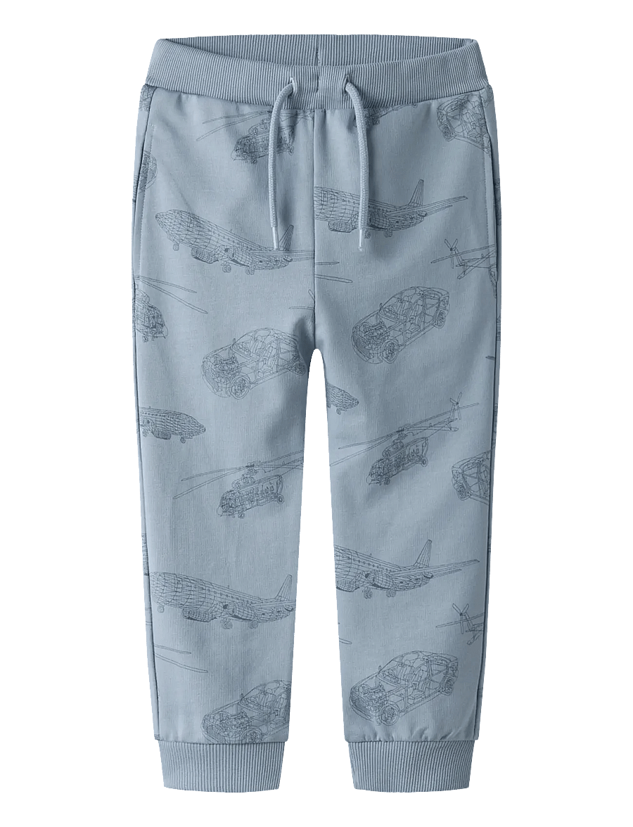name it - NMMVARON AOP SWT PANT UNB NOOS - mjukisbyxor - dusty blue - 1