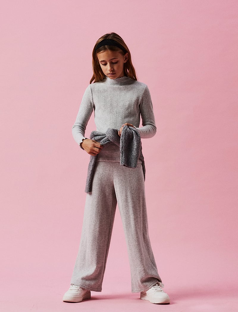 name it - NKFTULPU LS XSL TOP - langærmede t-shirts - light grey melange - 0