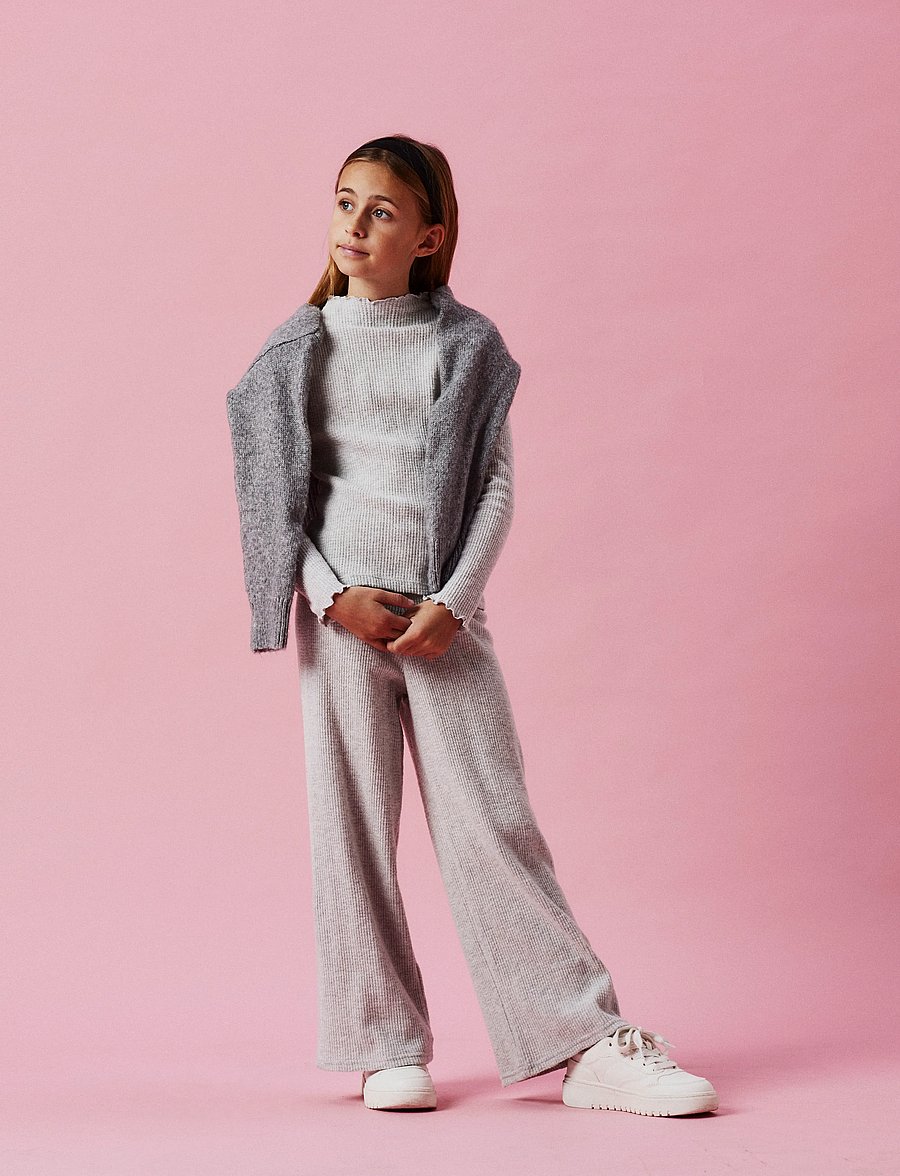 name it - NKFTULPU WIDE PANT - einkaufen nach alter von - light grey melange - 0