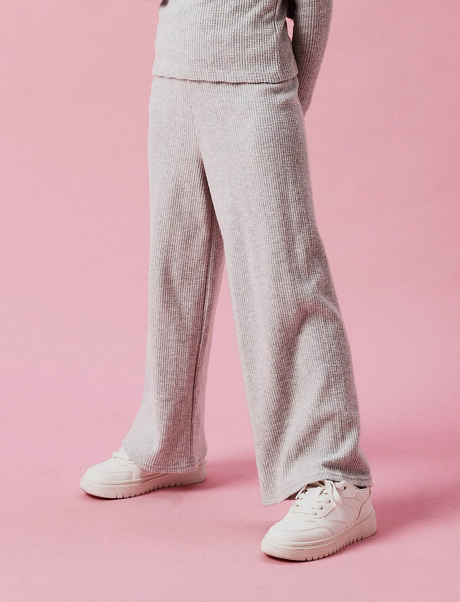 name it - NKFTULPU WIDE PANT - einkaufen nach alter von - light grey melange - 4