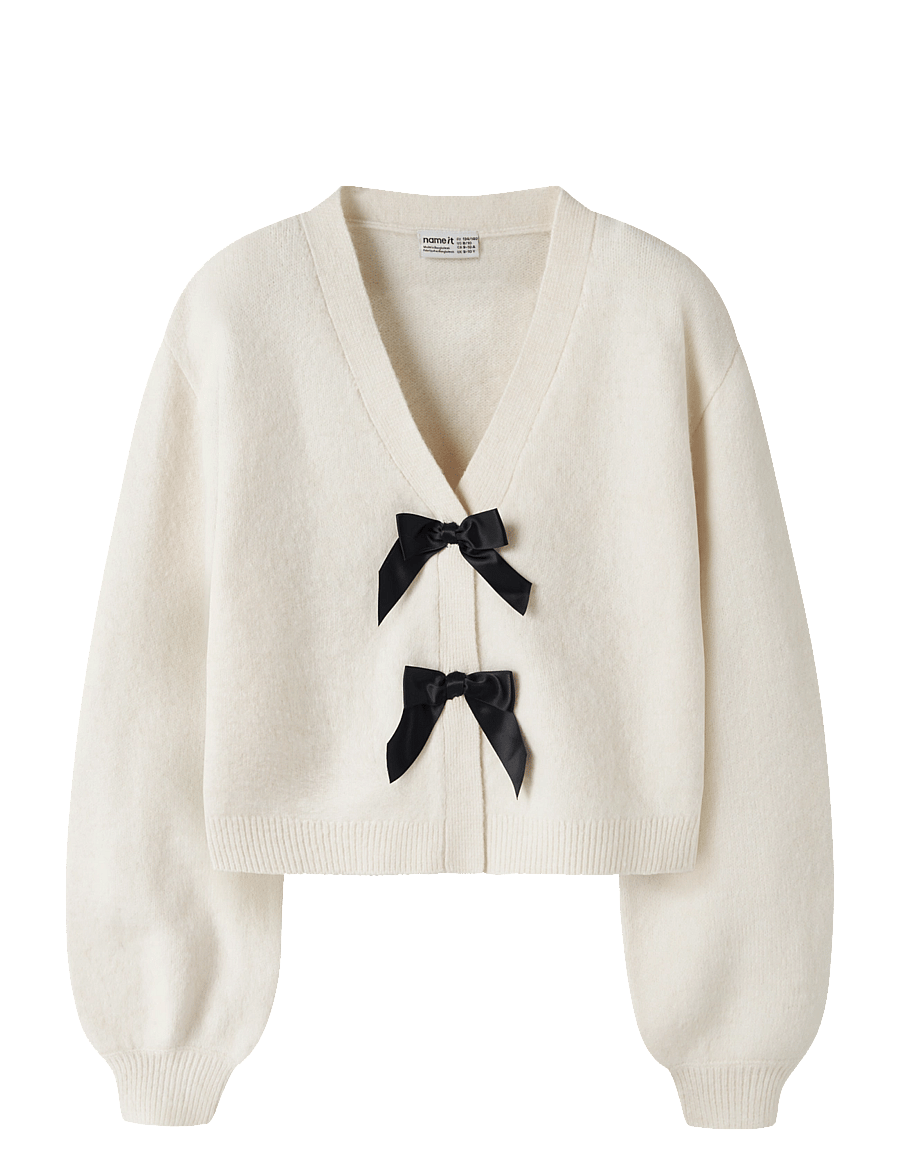 name it - NKFRINA LS KNIT CARD NOOS - cardigans - antique white - 0