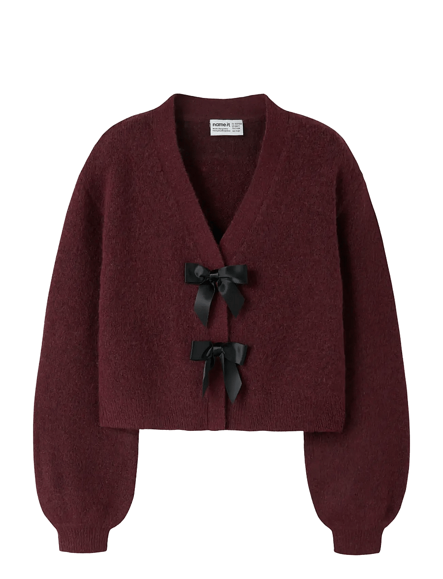name it - NKFRINA LS KNIT CARD NOOS - koftor - burgundy - 1