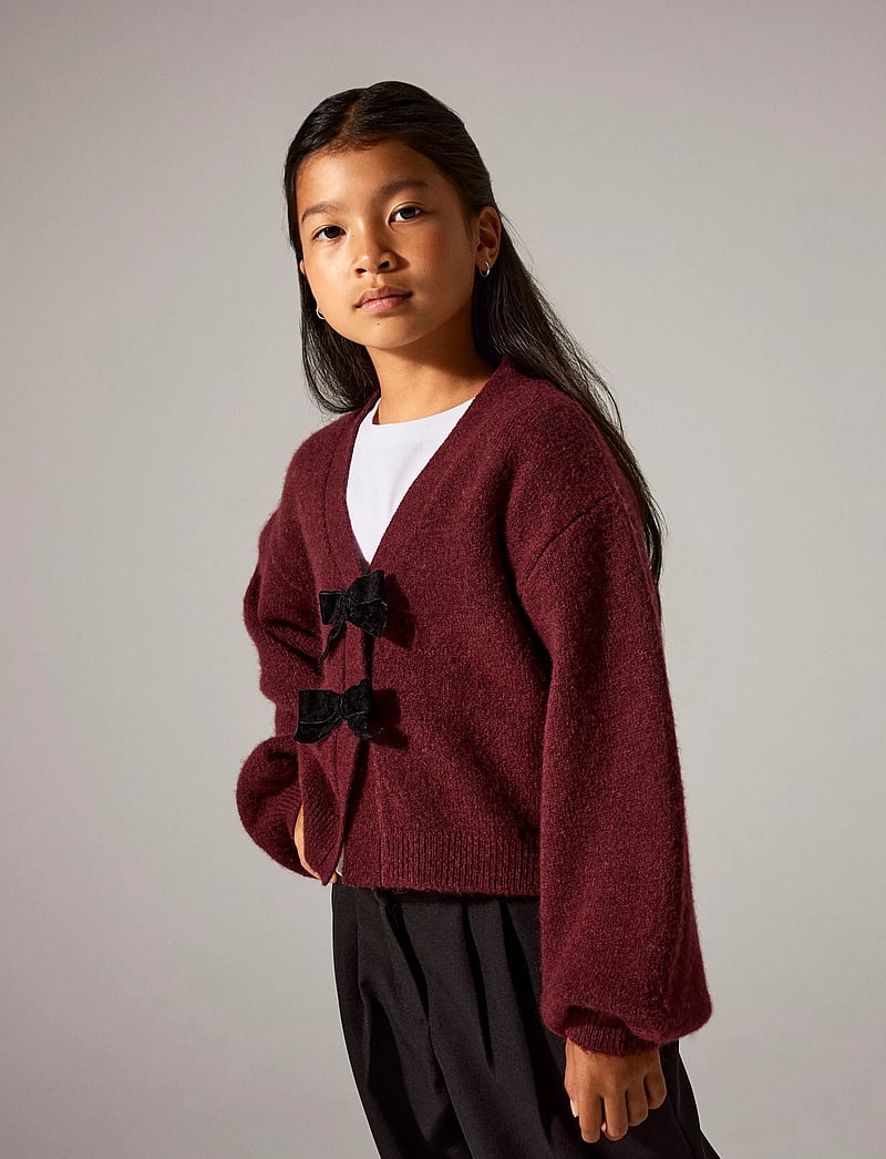 name it - NKFRINA LS KNIT CARD NOOS - cardigans - burgundy - 0