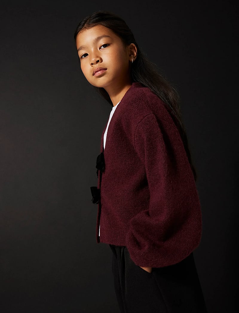 name it - NKFRINA LS KNIT CARD NOOS - cardigans - burgundy - 3