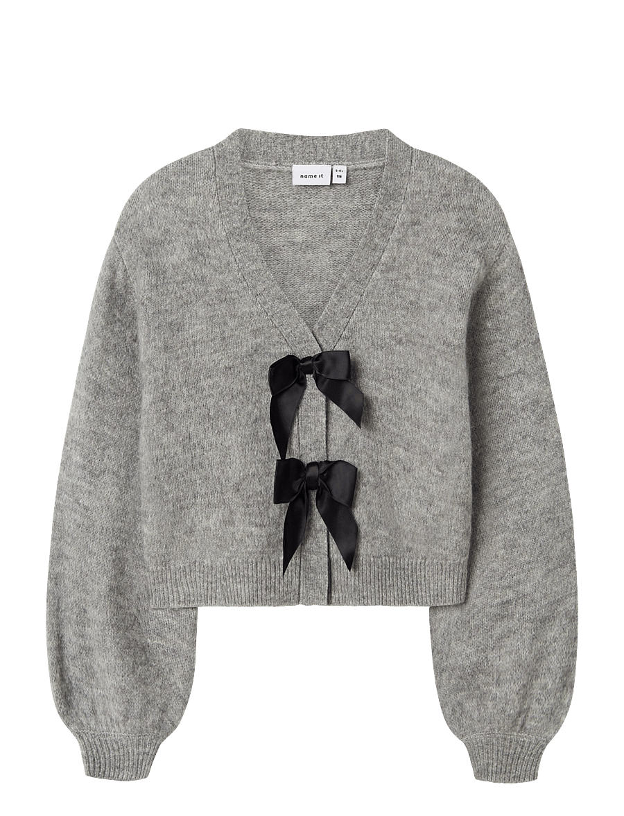 name it - NKFRINA LS KNIT CARD NOOS - koftor - grey melange - 0