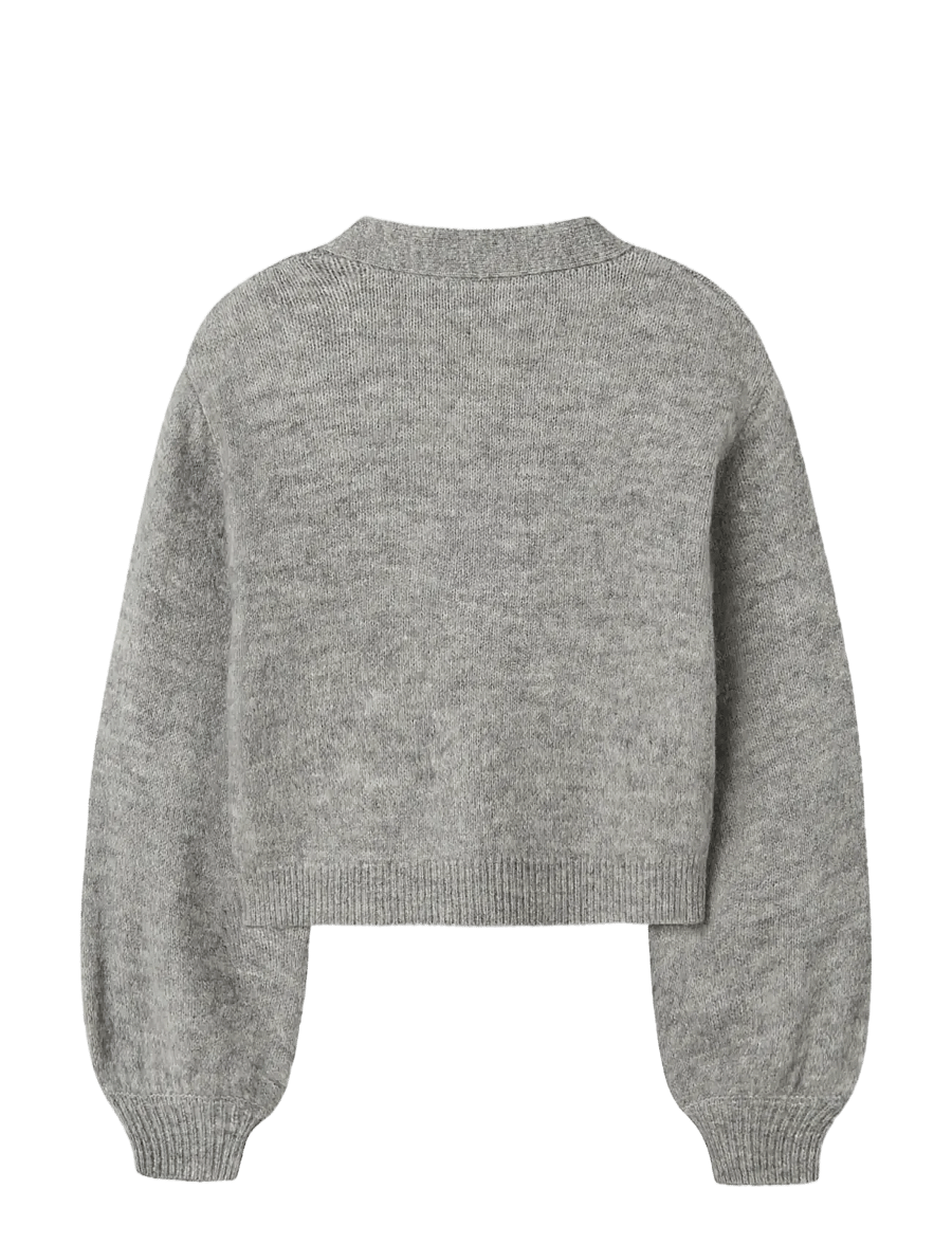 name it - NKFRINA LS KNIT CARD NOOS - koftor - grey melange - 1