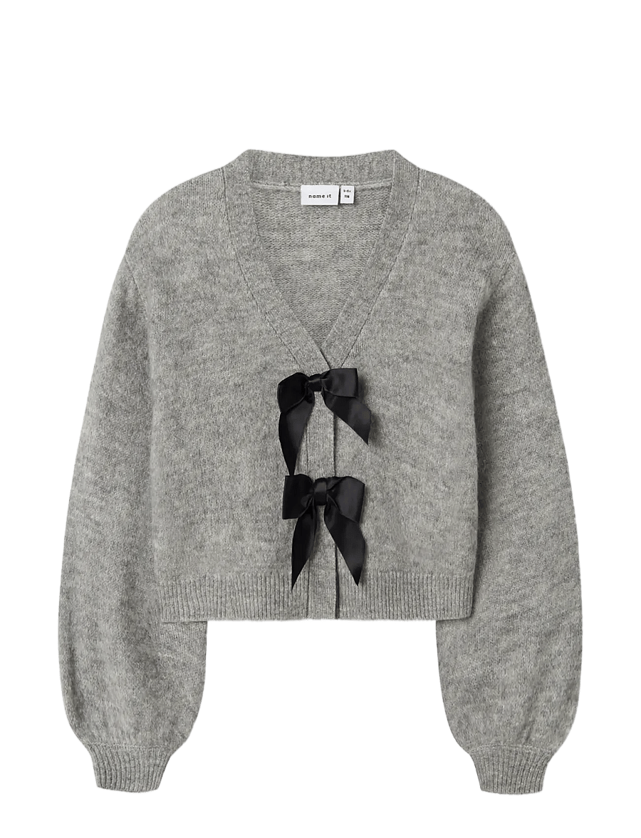 name it - NKFRINA LS KNIT CARD NOOS - koftor - grey melange - 2