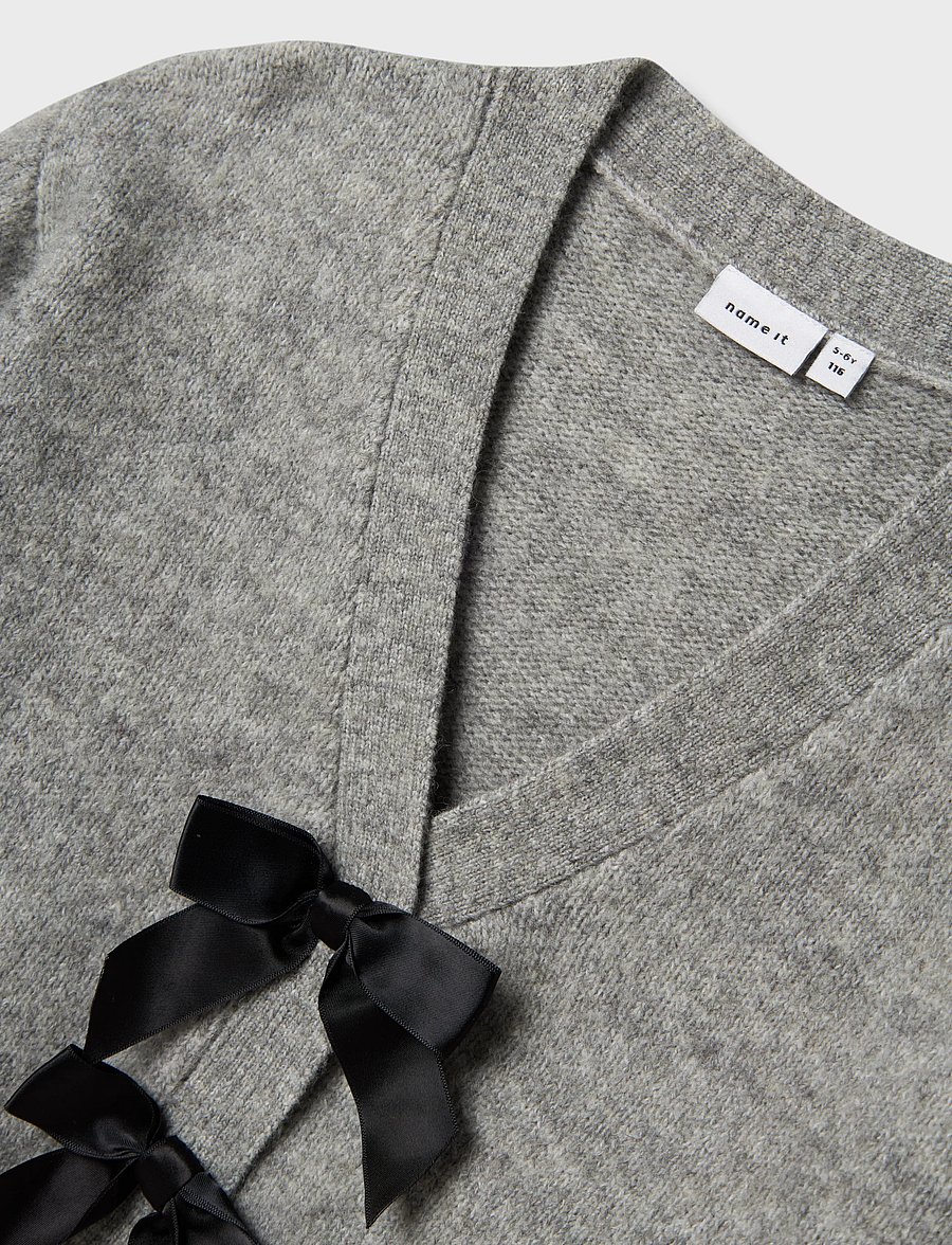 name it - NKFRINA LS KNIT CARD NOOS - koftor - grey melange - 3