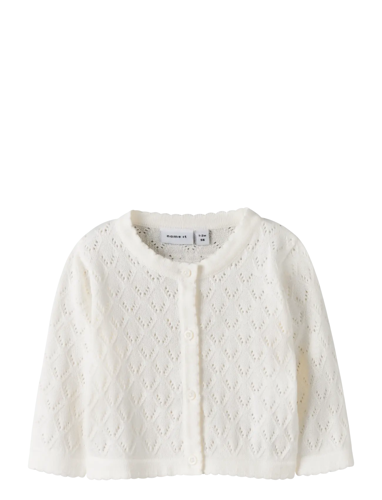 name it NBFDESINA LS SHORT KNIT CARD - Koftor - CLOUD DANCER / cream