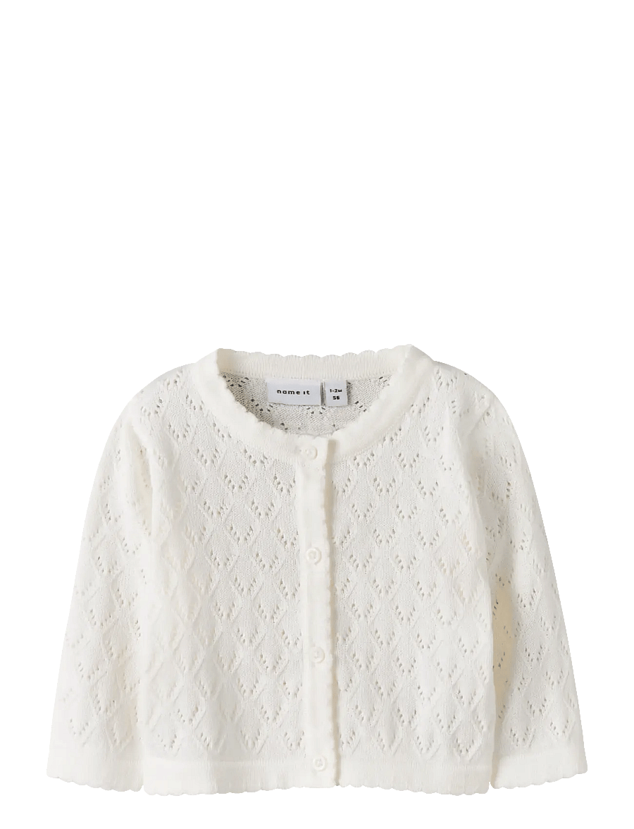 name it - NBFDESINA LS SHORT KNIT CARD - kardiganid - cloud dancer - 0