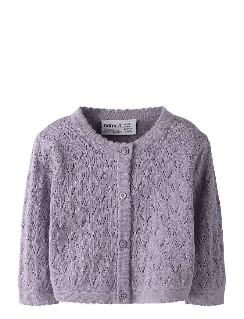 name it - NBFDESINA LS SHORT KNIT CARD - kardiganid - lavender gray - 1
