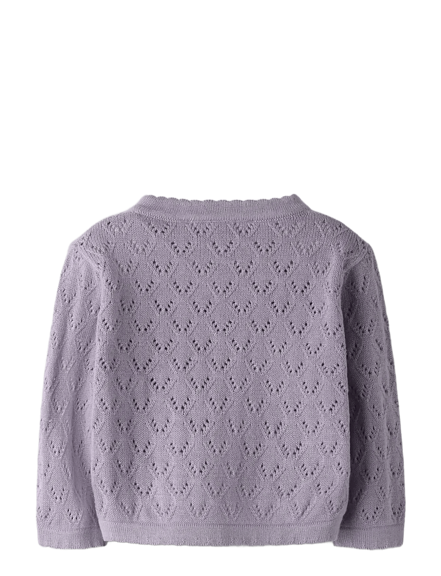 name it - NBFDESINA LS SHORT KNIT CARD - koftor - lavender gray - 2