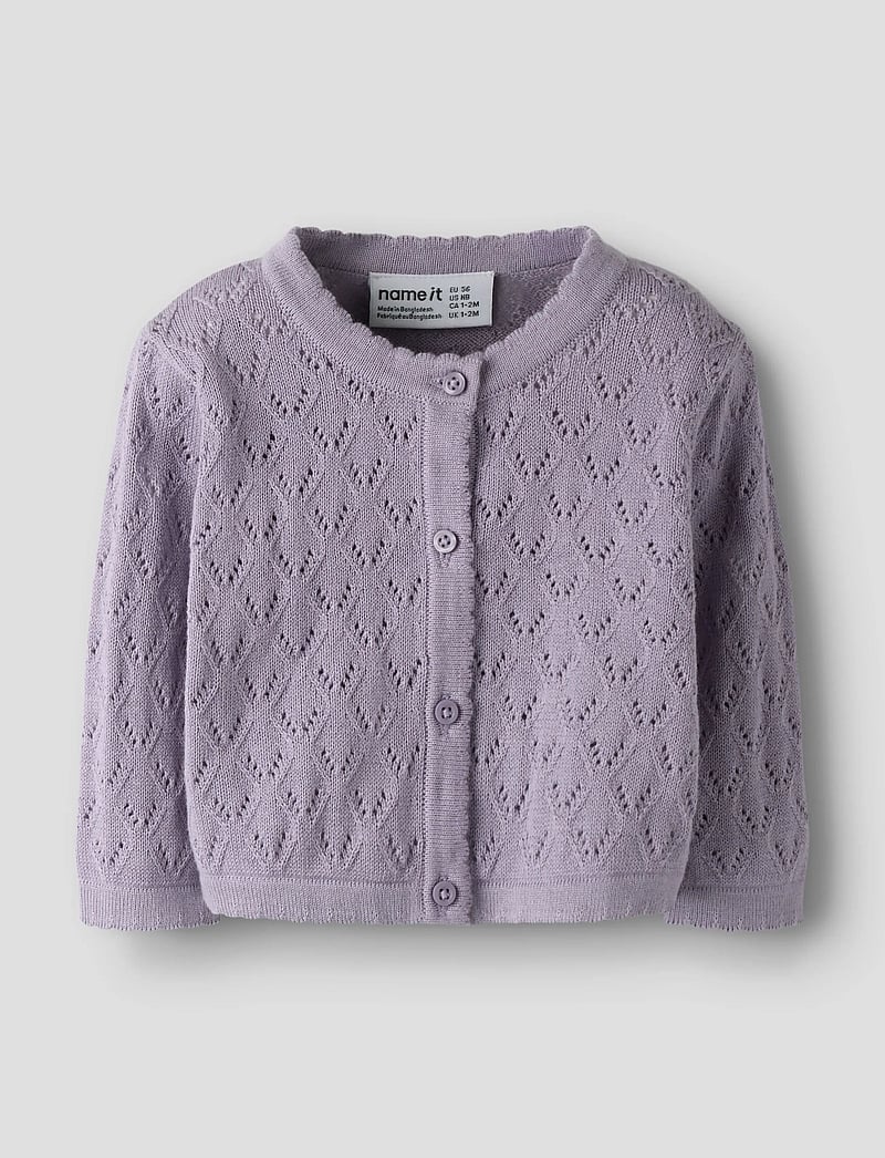 name it - NBFDESINA LS SHORT KNIT CARD - kardiganid - lavender gray - 0
