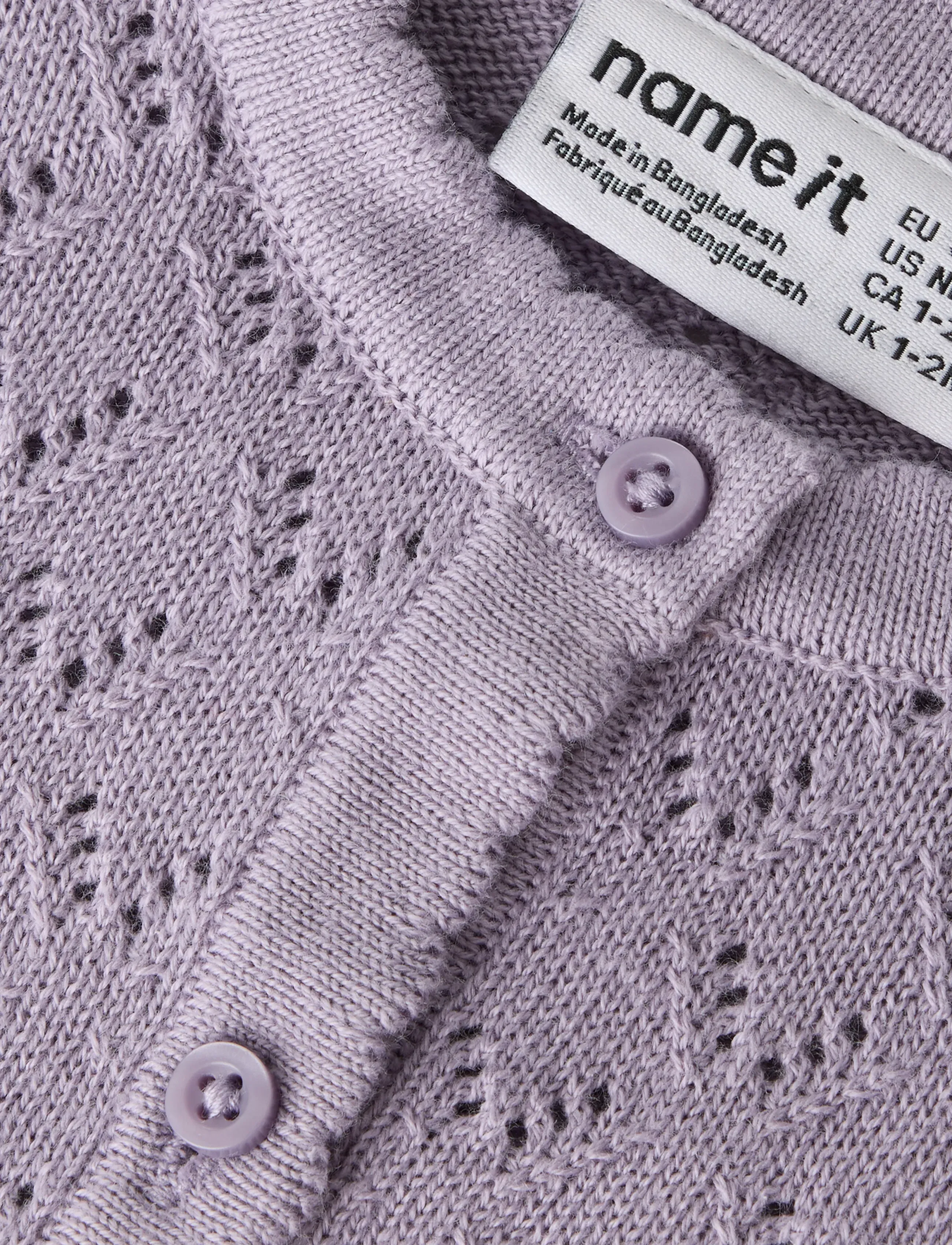 name it - NBFDESINA LS SHORT KNIT CARD - koftor - lavender gray - 3