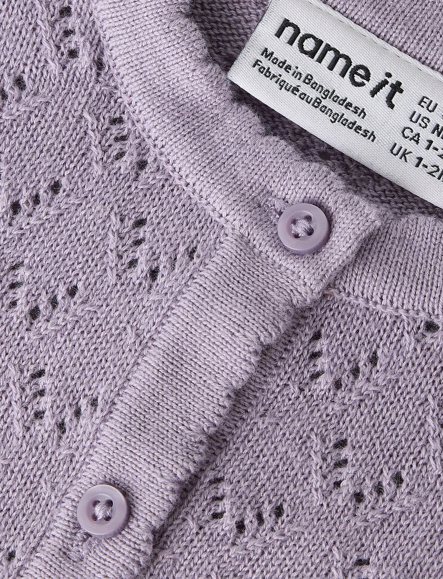 name it - NBFDESINA LS SHORT KNIT CARD - koftor - lavender gray - 3