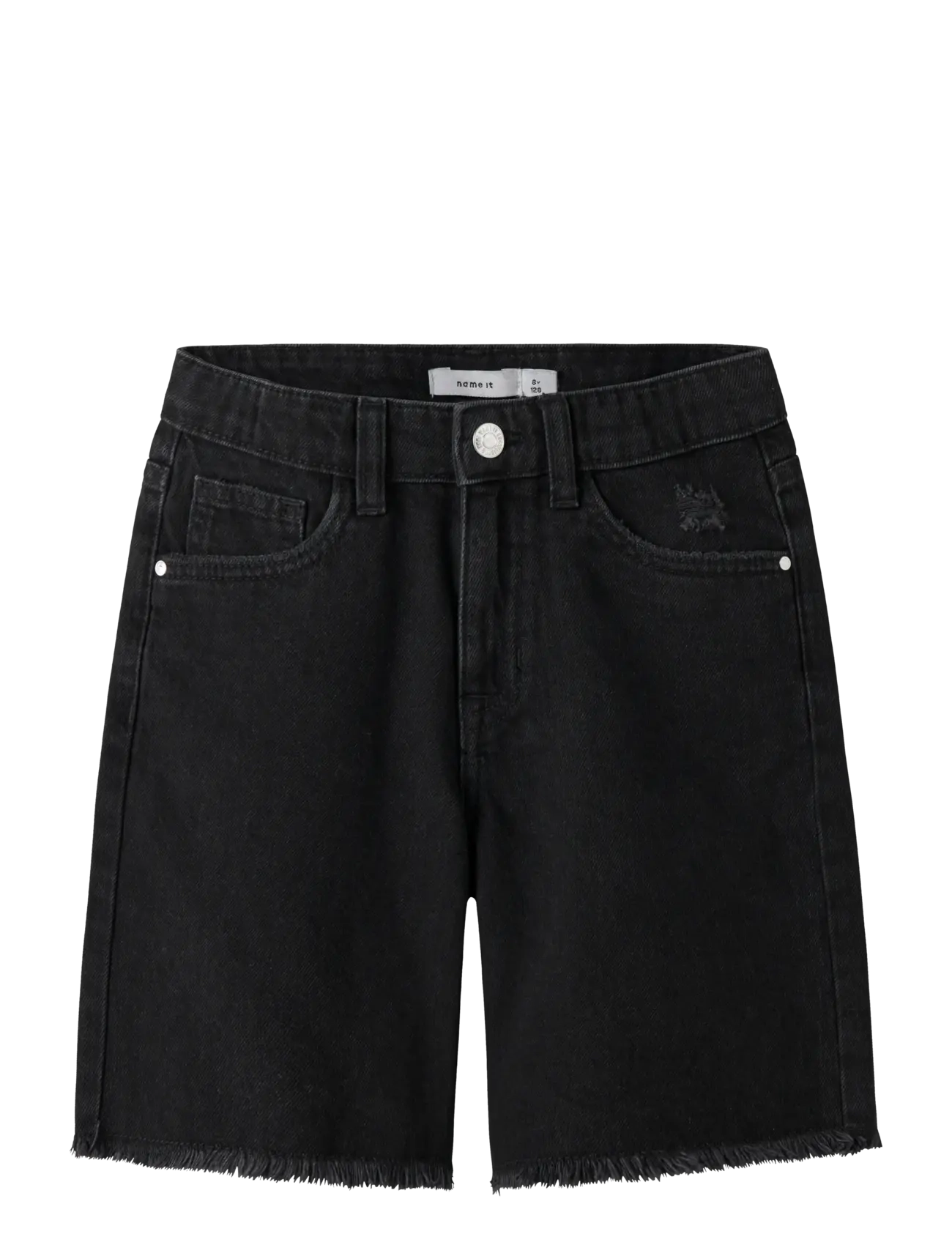name it NKFBELLA HW WIDE DNM SHORTS 1488-BE NOOS - Shorts - BLACK DENIM / black