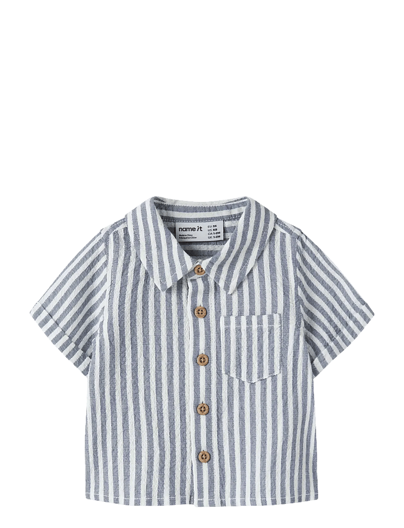 name it - NBMFEDENIS SS SHIRT - kortärmade skjortor - vintage indigo - 0