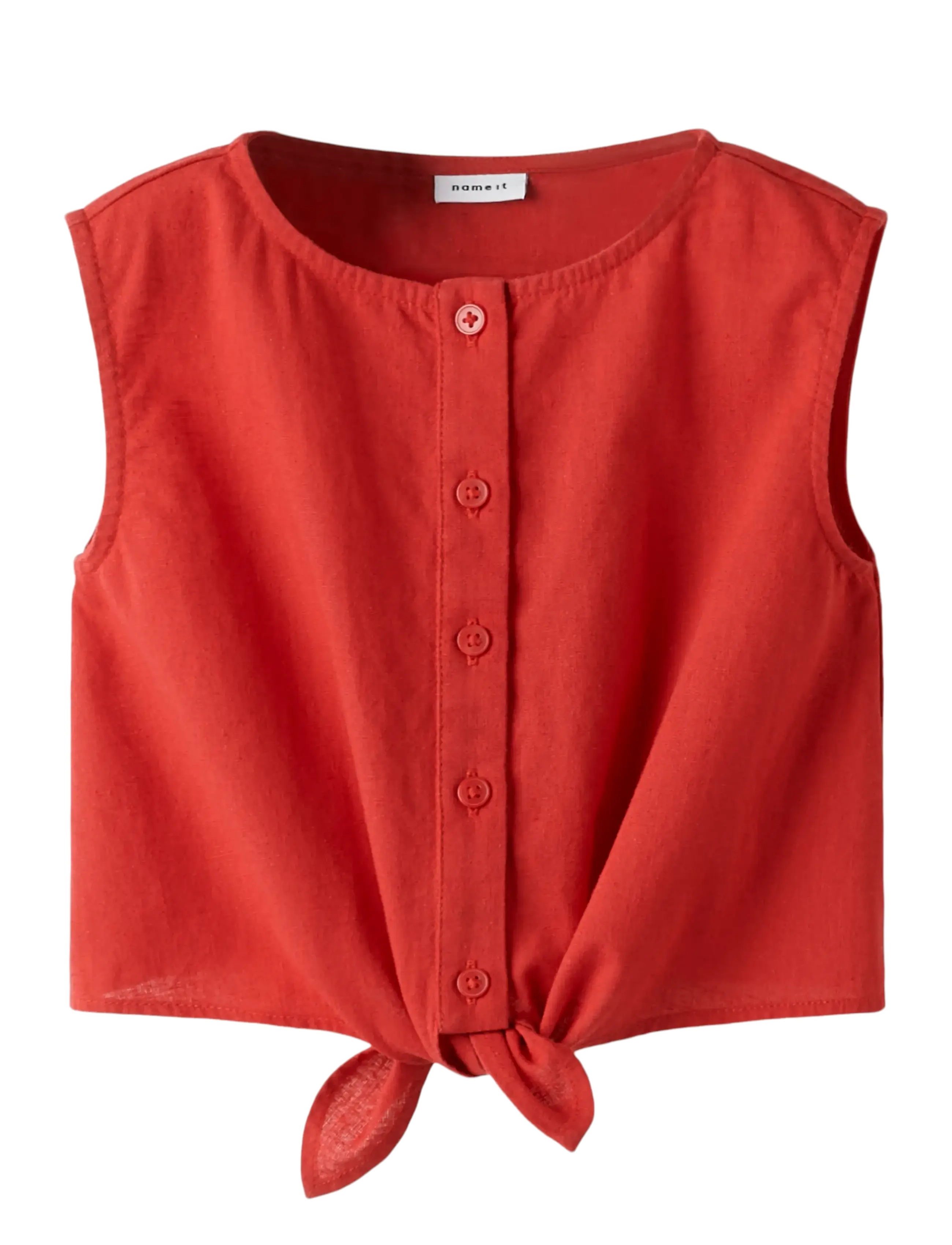 name it Nmffalinnen Sl Top, 98, Oberteile, Rot - Blouses & Tunics, Kinder