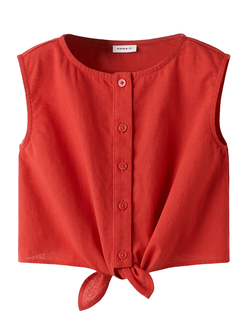 name it - NMFFALINNEN SL TOP - blusen & tuniken - chinese red - 0