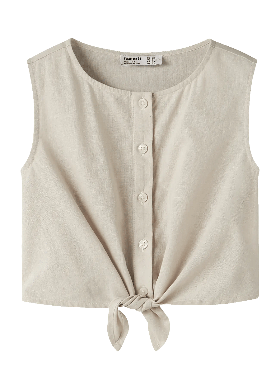 name it - NMFFALINNEN SL TOP - blusen & tuniken - peyote melange - 0
