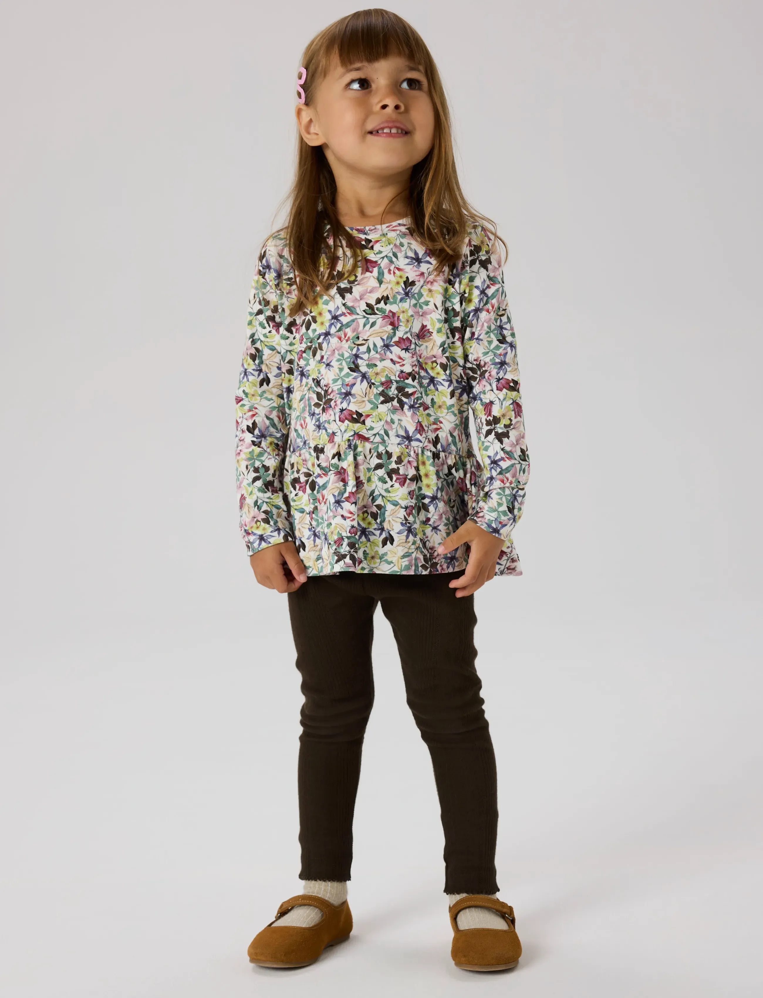name it Nmfjulia Legging Noos, Børn, Ribbede Leggings, Brun, Str: 92