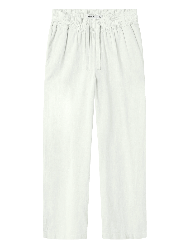 name it - NKFFALINNEN STRAIGHT PANT - linnen kleding - bright white - 0