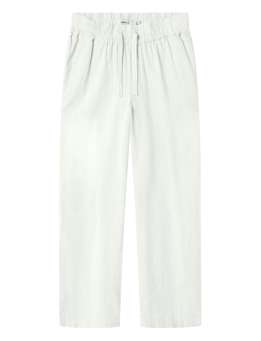 name it - NKFFALINNEN STRAIGHT PANT - pantalons - bright white - 0