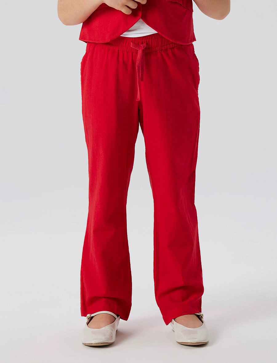 name it - NKFFALINNEN STRAIGHT PANT - bukser - chinese red - 2