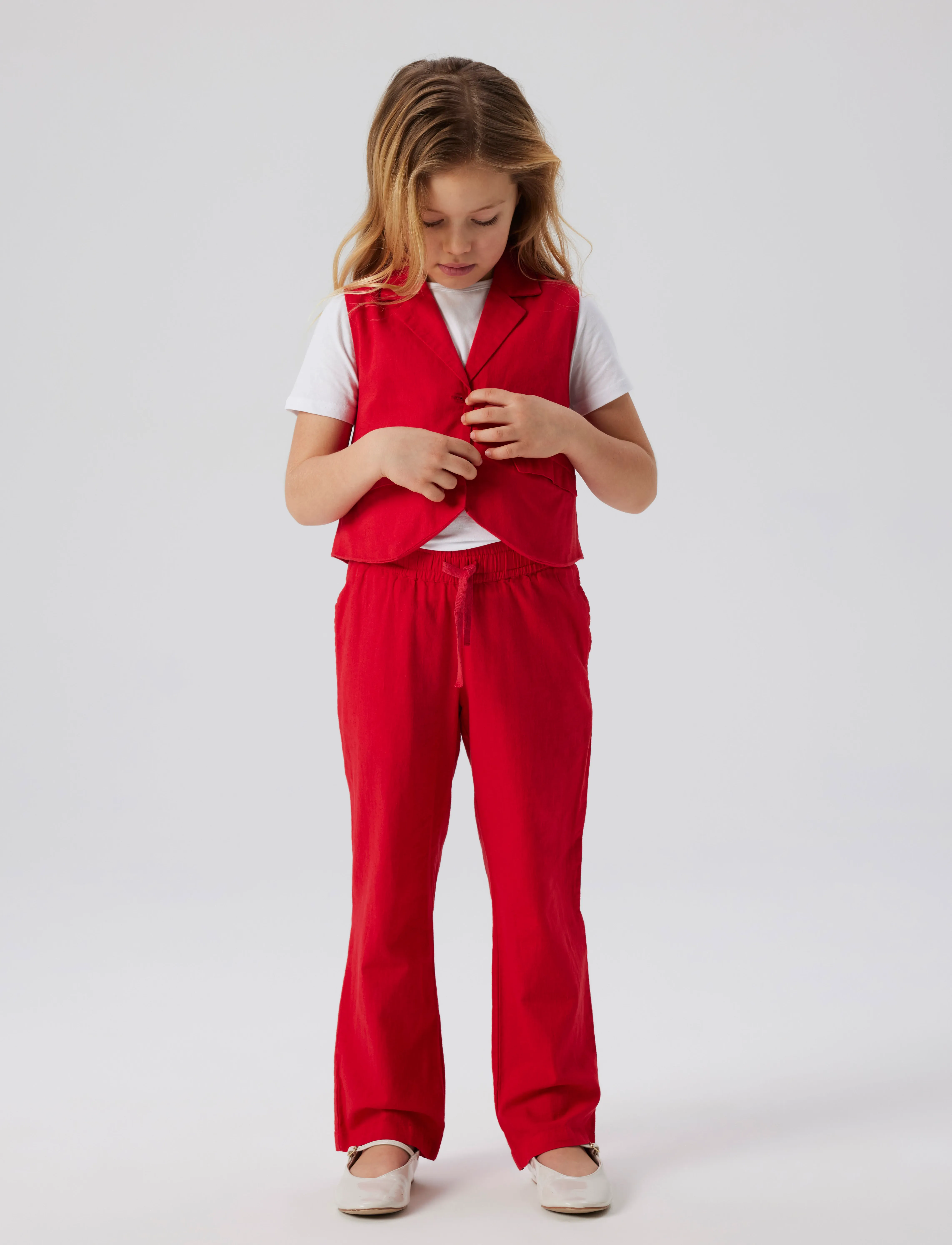 name it - NKFFALINNEN STRAIGHT PANT - leinen-kleidung - chinese red - 3