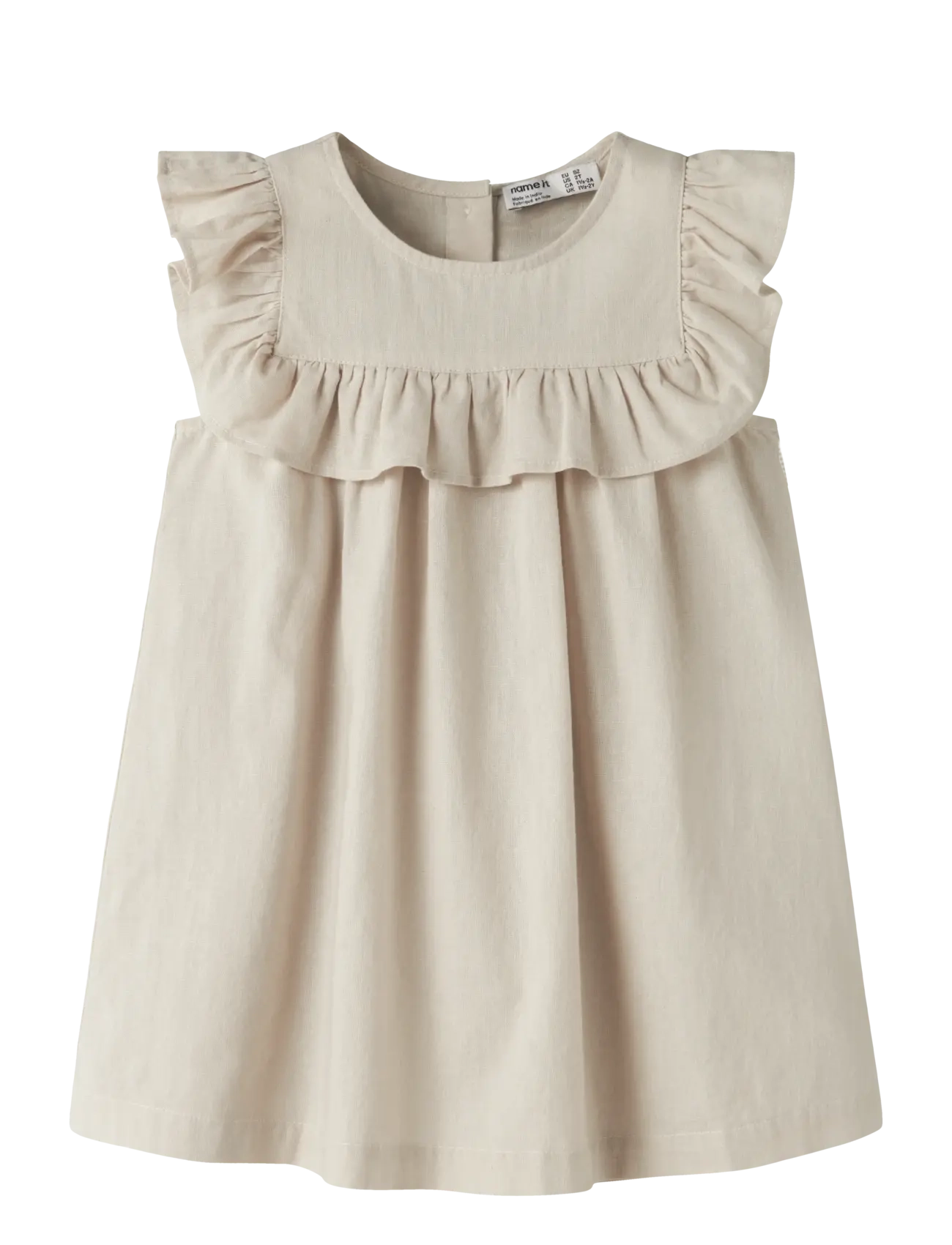 name it NMFFALINNEN CAPSL DRESS - Kjoler & Nederdele - PEYOTE MELANGE / beige