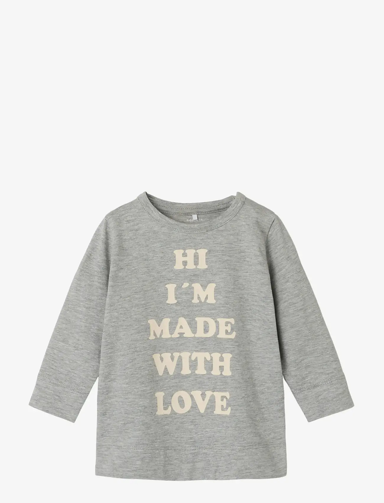 name it - NBFLABA LS TOP - grey melange - 0
