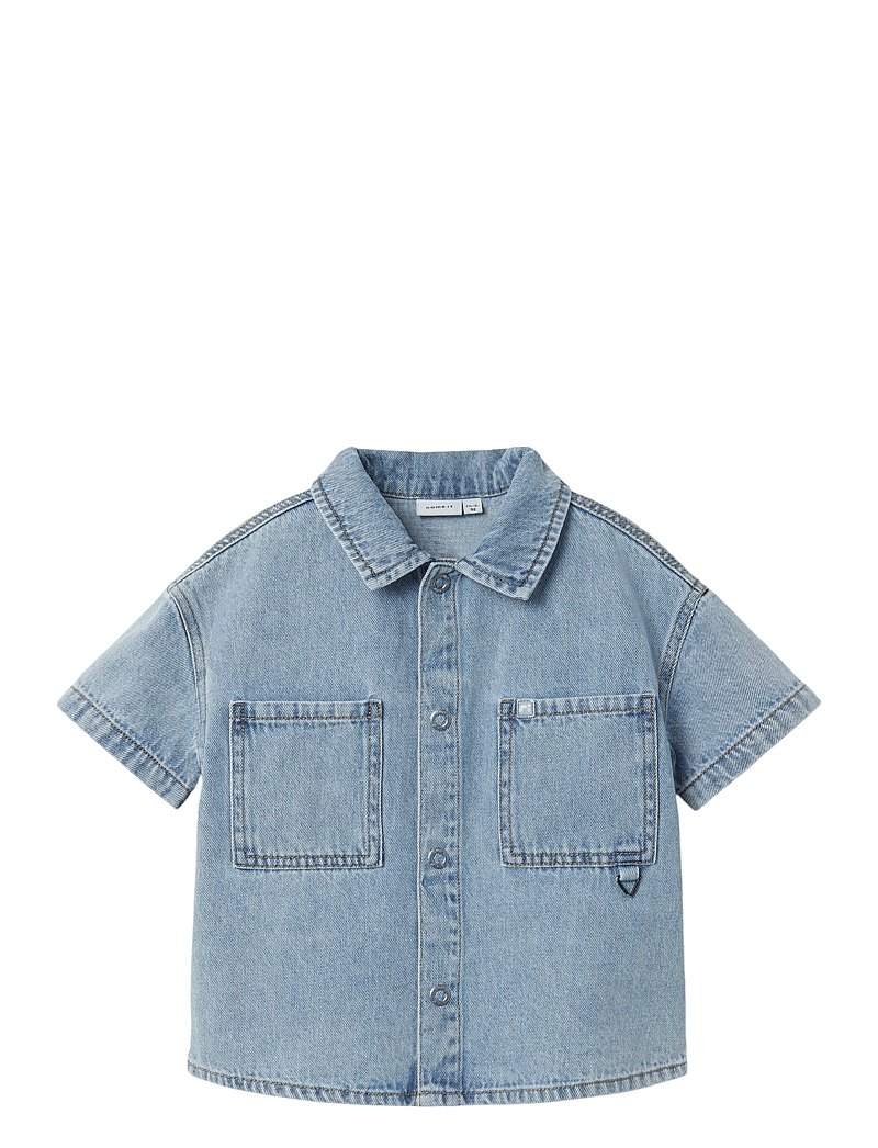name it - NMMHALF DNM BOXY 1/2 SHIRT 6999-IY F - kortærmede skjorter - light blue denim - 0