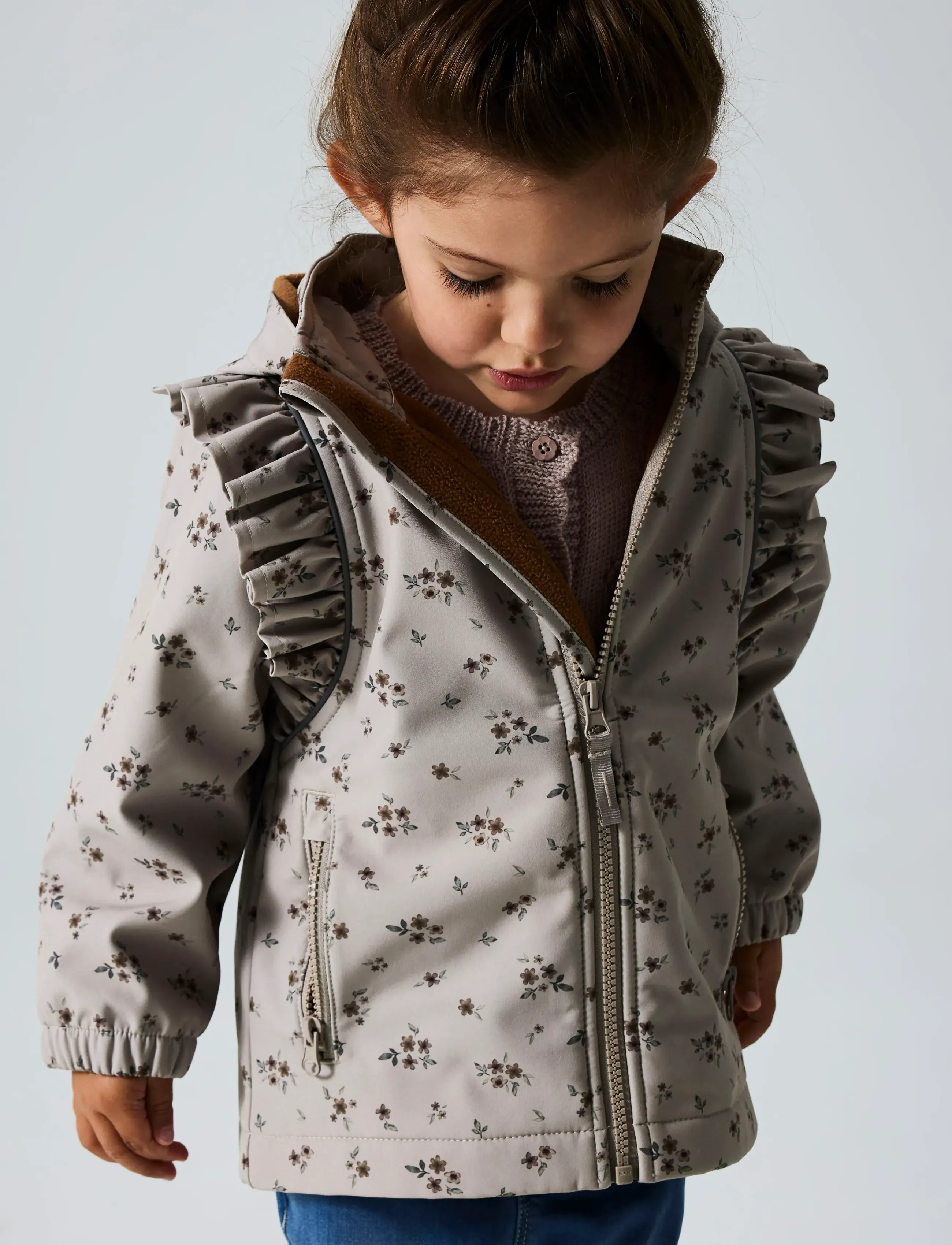 name it - NMFALFA08 SOFTSHELL JACKET FRILL AOP FO - overtøj - pure cashmere - 3