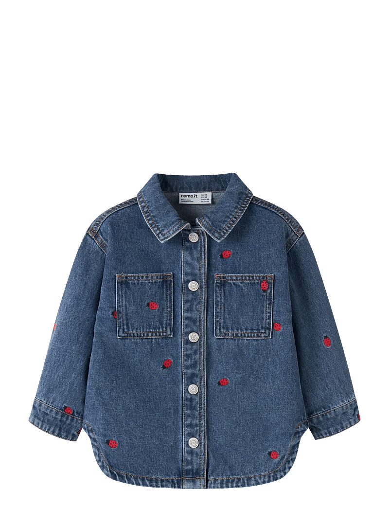 name it - NMFNINA EMB DENIM JACKET 3285-ZA D - denimjakker - medium blue denim - 0