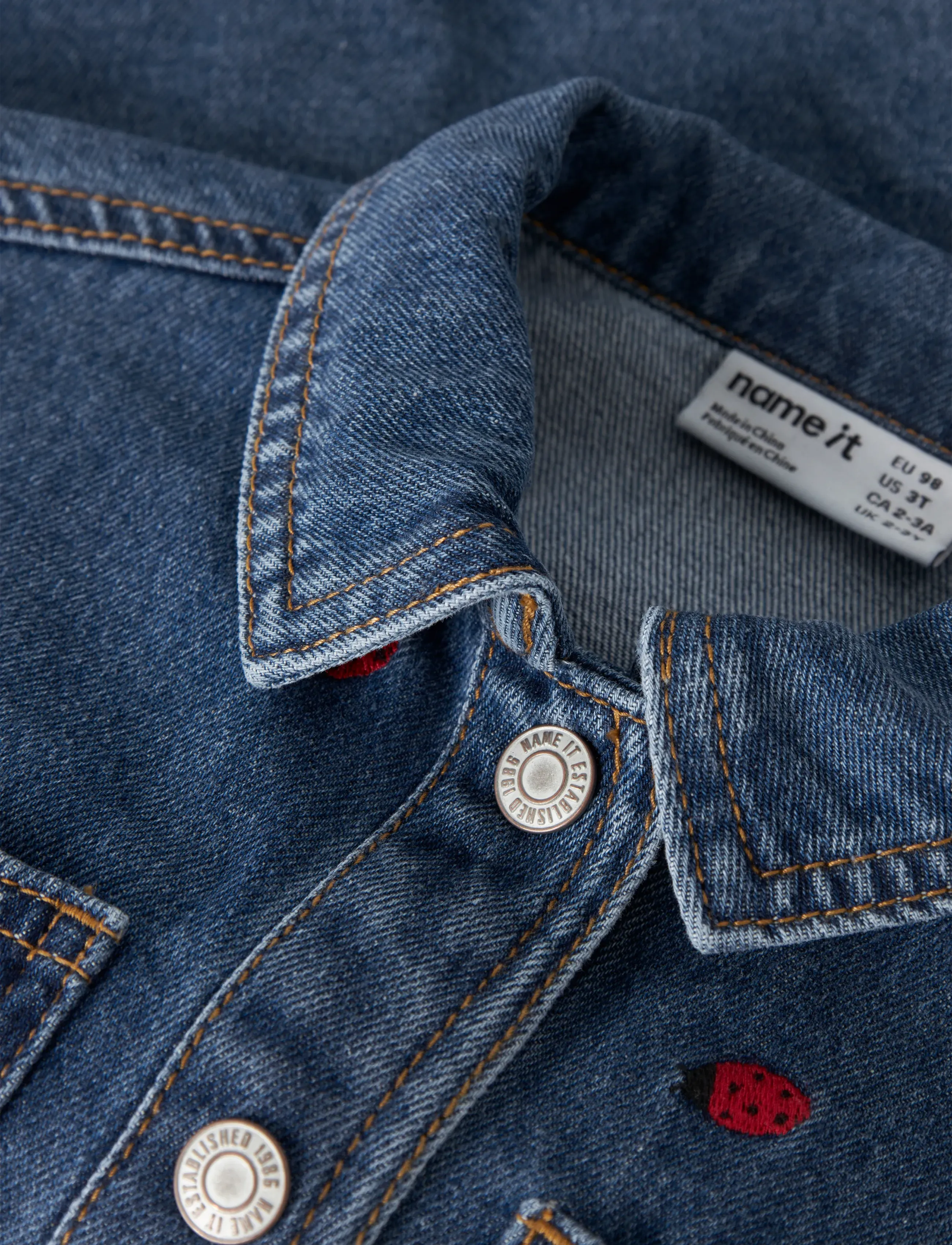 name it - NMFNINA EMB DENIM JACKET 3285-ZA D - kesälöytöjä - medium blue denim - 3