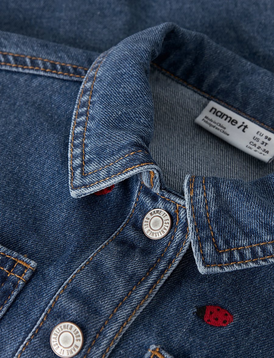 name it - NMFNINA EMB DENIM JACKET 3285-ZA D - dżinsowa - medium blue denim - 3