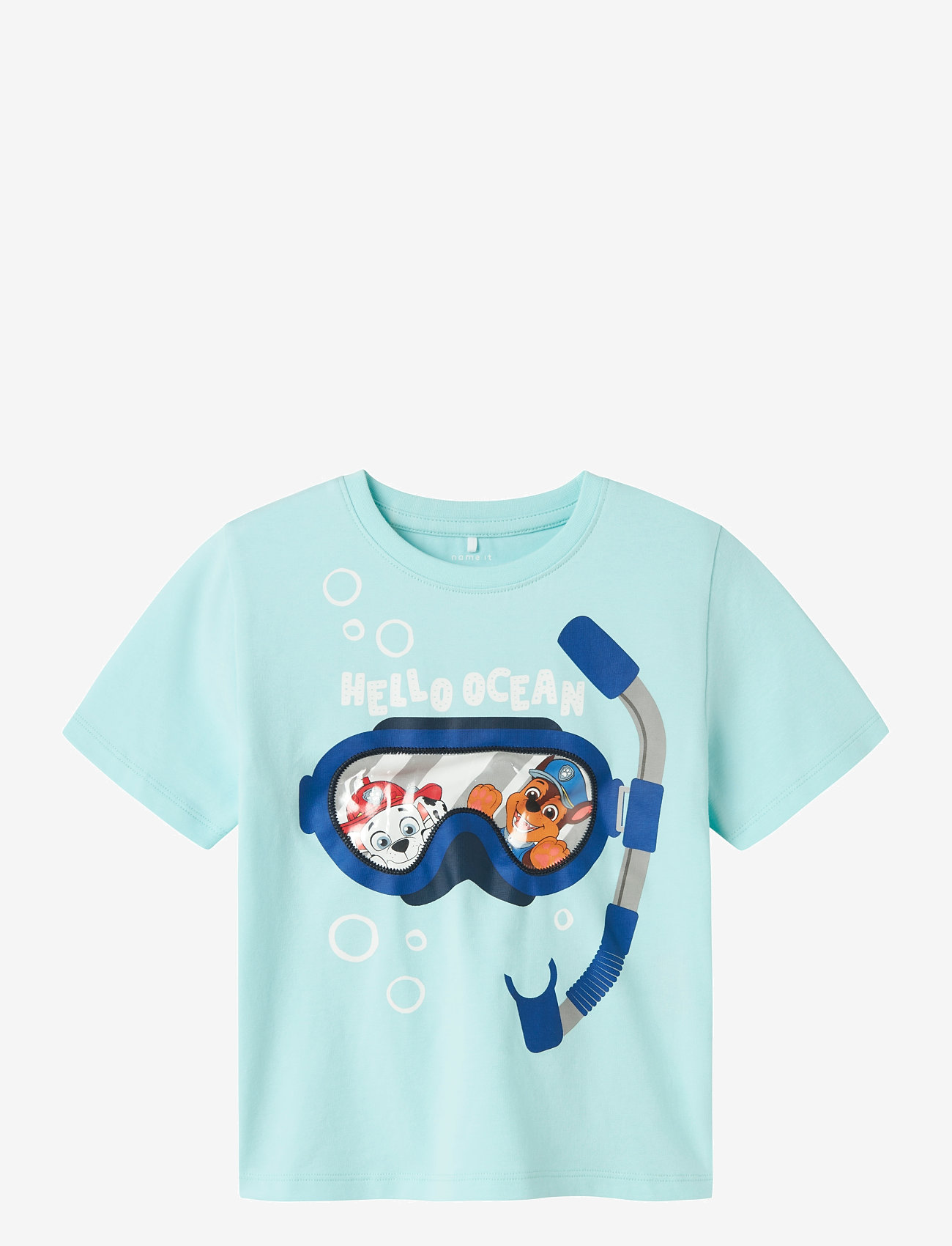 name it - NMMMORISH PAW NREG SS TOP CPLG - kortærmede t-shirts - blue tint - 0