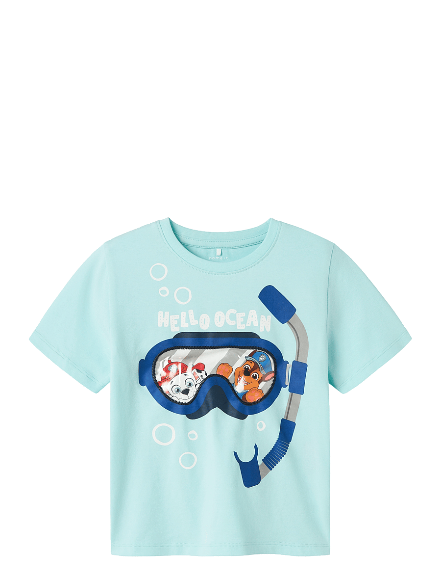 name it - NMMMORISH PAW NREG SS TOP CPLG - kurzärmelige - blue tint - 0